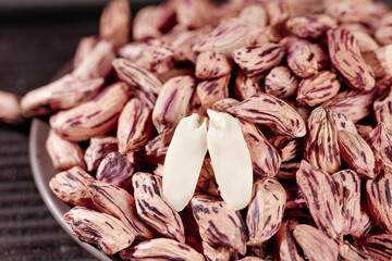Colorful Pinto Beans in Bowl - Raw Dried Legumes for Healthy Cooking and Nutrition