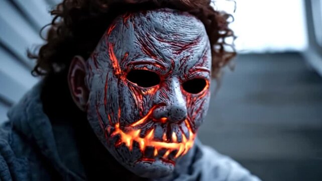 The Infernal Grin: A Terrifying Glowing Horror Mask