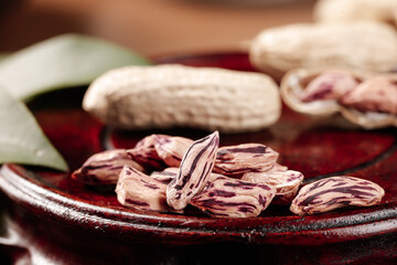 Fresh Shelled Peanuts on Rustic Wood Surface - Natural Farm Food Display