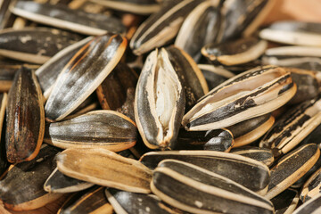 Striped Sunflower Seeds Close-Up - Natural Healthy Snack and Cooking Ingredient