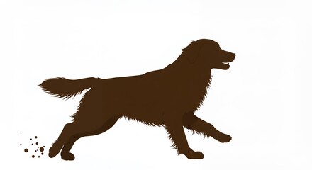 Silhouette of a running dog against a white background for design projects