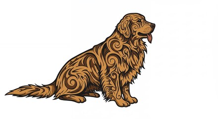 Stylized golden retriever dog illustration vector isolated on white background