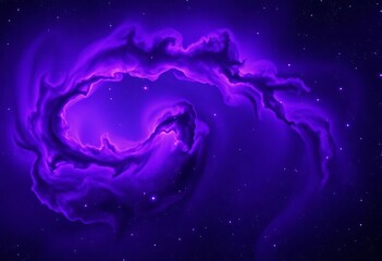 Deep violet nebula swirls, cosmic dust and stars, artwork, illustration