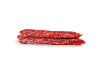 Cantonese Air-Dried Sausage with Sweet and Spicy Flavor on White Background
