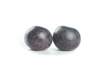 Queen Rouge Plums Fresh Purple Stone Fruit Australia Imported Organic Healthy Food White Background