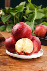 Fresh White Nectarine with Pulp Cross-Section on Kitchen Counter - Healthy Stone Fruit Photography