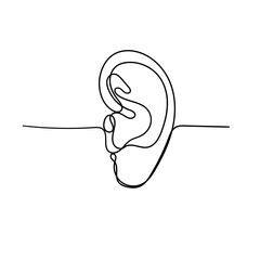 continuous line drawing human ear