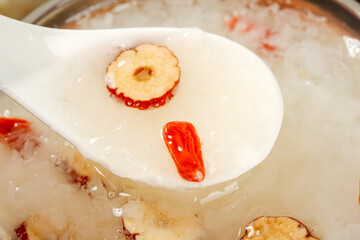 Chinese Wolfberry Red Dates Silver Ear Soup Traditional Health Food Medicinal Broth