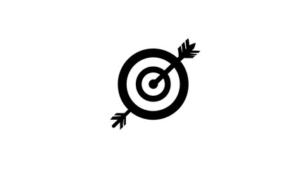 A black and white image of a target with a single arrow pointing to the center