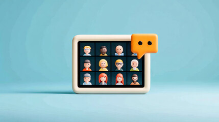 Online quiz platform featuring diverse avatars in virtual meeting space, promoting engagement