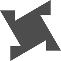 Fototapeta premium A minimalist vector design featuring a dark gray border around a white negative space shape that resembles a propeller, a diagonal 'S' curve, or a stylized arrow pointing inward from all four corners