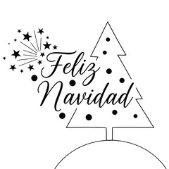 Feliz Navidad calligraphic lettering Christmas tree Winter vector Design for t shirt, posters, greeting card, stickers   Print