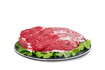 Fresh Raw Beef Brisket Cut on Plate Ready for Cooking