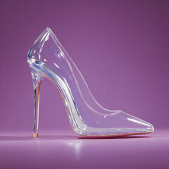 Clear High Heel Shoe with Luxury Design and Gorgeous Look on Transparent Background
