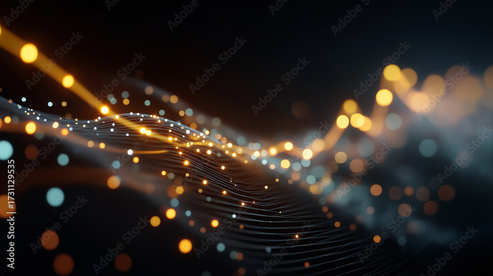 Wall mural Digital Stream: Visualize complex digital connections with this captivating graphic, featuring flowing lines of light. It's a perfect emblem for innovative concepts. 
