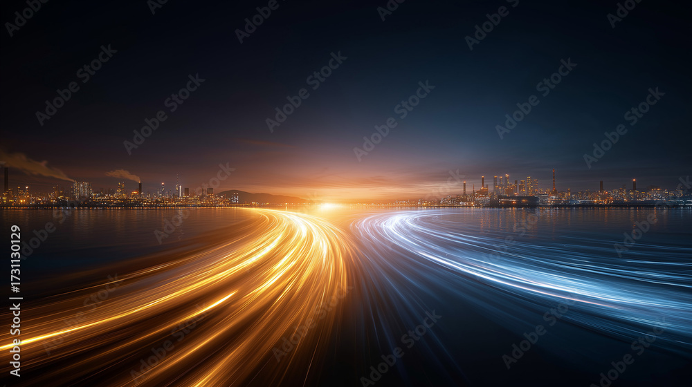 Wall mural dynamic pathways: a captivating long exposure captures the essence of movement and progress as vibra