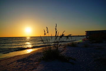 Sarasota, Florida USA - Sep 15, 2025: the sarasota beach sun set landscape