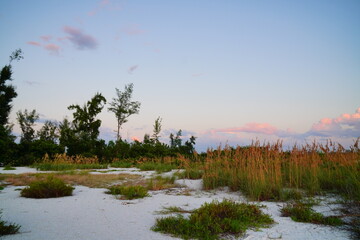Sarasota, Florida USA - Sep 15, 2025: the sarasota beach sun set landscape