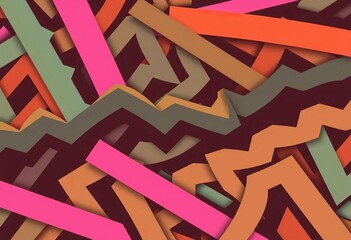 Abstract background with chaotic, interwoven, sharp zigzags forming a complex geometric pattern,  intricate,  contemporary
