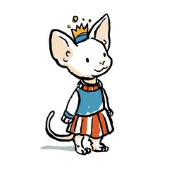 Adorable Sphynx cat, royally dressed, stands proudly. A whimsical illustration showcases its charming demeanor.