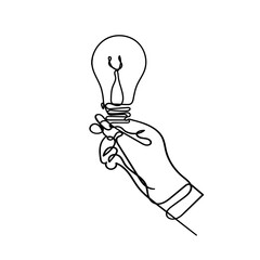 hand continuous line drawing light bulb illustration