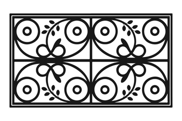 Decorative Metal Artwork with Floral Motif and Curved Linework