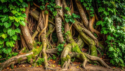 Fototapeta premium Intricate Roots of a Lush Jungle Tree.