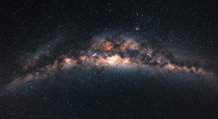 Obraz premium Night sky panoramic view of the milky way galaxy with countless stars
