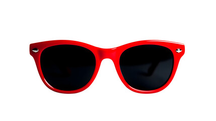 Red sunglasses isolated on transparent background.