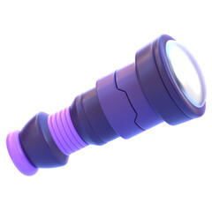 Telescope 3D Icon &mdash; Space Astronomy Tool, Futuristic Stargazing Symbol, Cosmic Discovery Relic, Sci-Fi Exploration Artifact, and Galactic Observation Device for Games, Apps, and Creative Projects