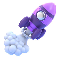 Rocket Launching 3D Icon &mdash; Space Exploration Symbol, Futuristic Rocket Blastoff, Sci-Fi Mission Relic, Cosmic Discovery, and Galactic Artifact for Games, Apps, and Creative Design Projects