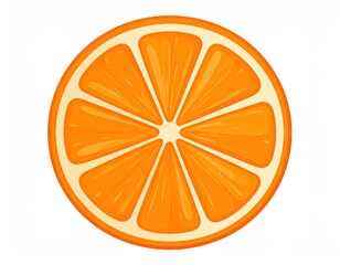 Bright Orange Citrus Slice on White Background