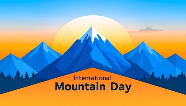 Colorful mountain range graphic for International Mountain Day