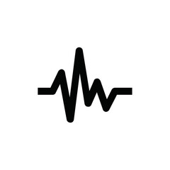 A black and white audio waveform symbol on a white background, representing sound frequency