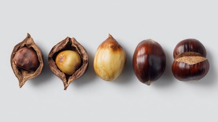 Obraz premium Seasonal autumn food japan chestnut nut shell raw roast brown natural