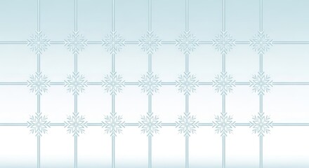 Light blue winter background with snowflake pattern and grid design