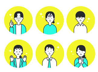 男性と女性の笑顔セット