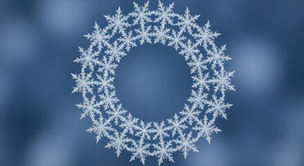Snowflake wreath over blue background for winter holidays or Christmas