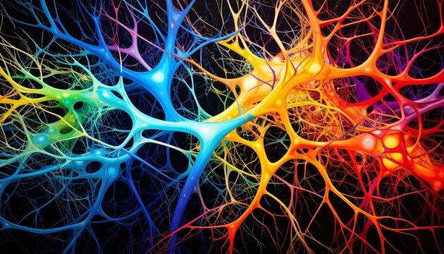 Colorful neural network on black background