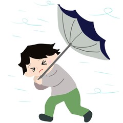 暴風で傘が折れた