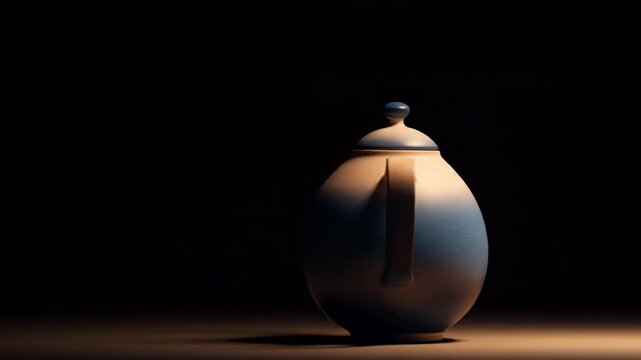 Elegant teapot illuminated against black background product photography