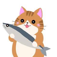 サンマ持つネコ
