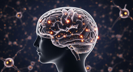 Obraz premium Human brain with neural network connections, representing intelligence, technology, and science a futuristic and conceptual image