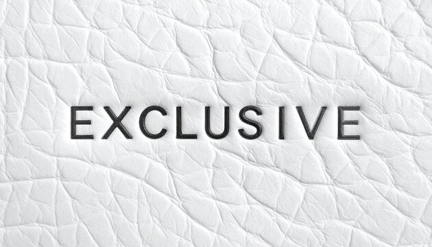 Exclusive on Texture: EXCLUSIVE text appears against the backdrop of embossed leather, exuding sophistication and premium branding essence, emphasizing exclusivity.