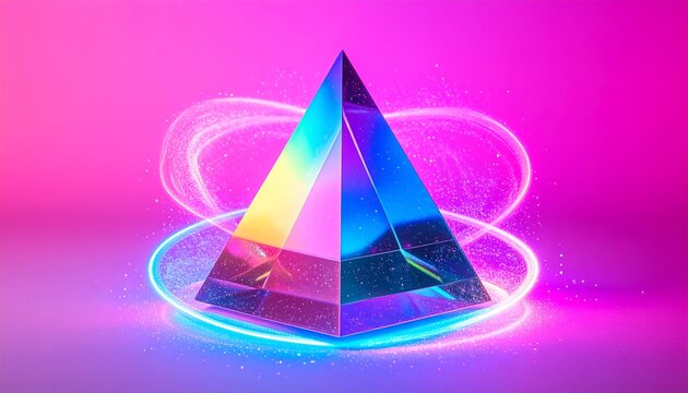 Colorful pyramid with glowing rings