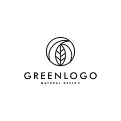 Green leaf logo with leaves logotype design for natural products, design icon environment illustration