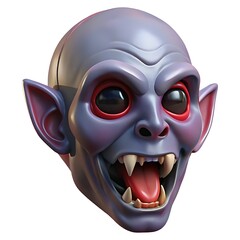 Naklejka premium Spooky vampire mask with fangs and red eyes