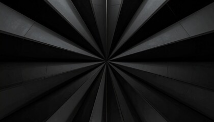 Black Geometric Radiating Pattern in Dark Tone Abstract Design