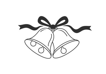 Elegant Wedding Bells with Ribbon Bow Illustration.