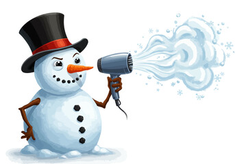 Snowman Meltdown A Humorous Winter Illustration.